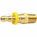 Dixon Hose Barb Fitting, 1/8-27 x 1/4 Nominal, MNPTF Swivel x Push-On Hose Barb End Style, Brass, Domestic 2710402C